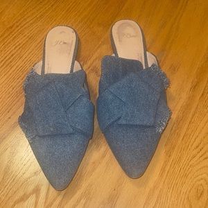 J Crew Denim Chambray Bow Mules in size 9​​​